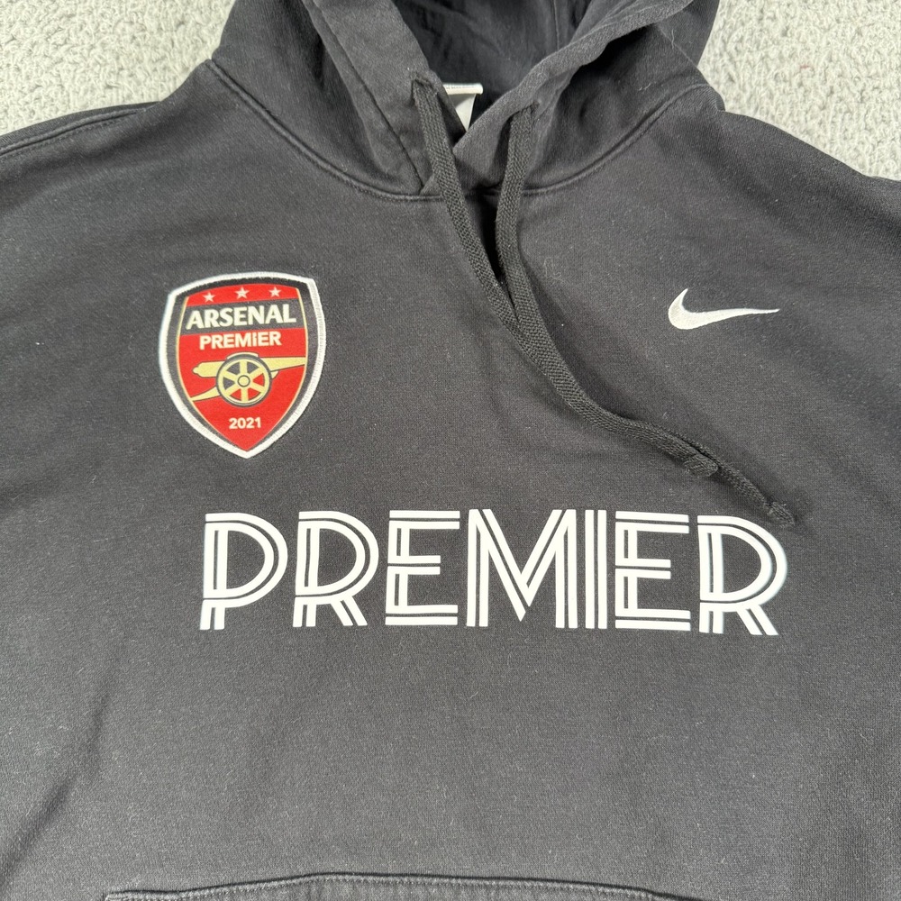 Arsenal Hoodie Mens Medium Black Soccer Pullover Nike 2021 Football Sweatshirt‎ - Picture 3 of 15